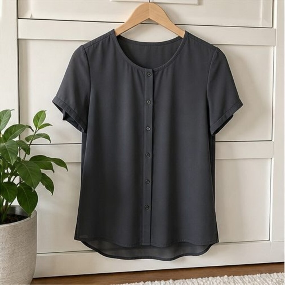 Charcoal Button Blouse